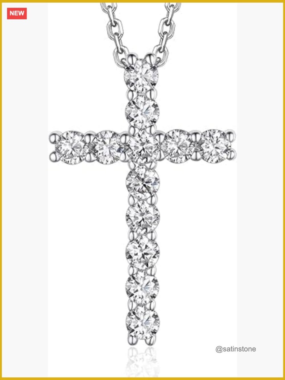 925 Sterling Silver Moissanite Cross Pendant Necklace